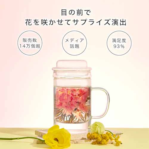 お茶と耐熱ガラスの画像