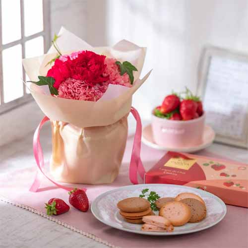 花とクッキーのギフトセットに関する画像