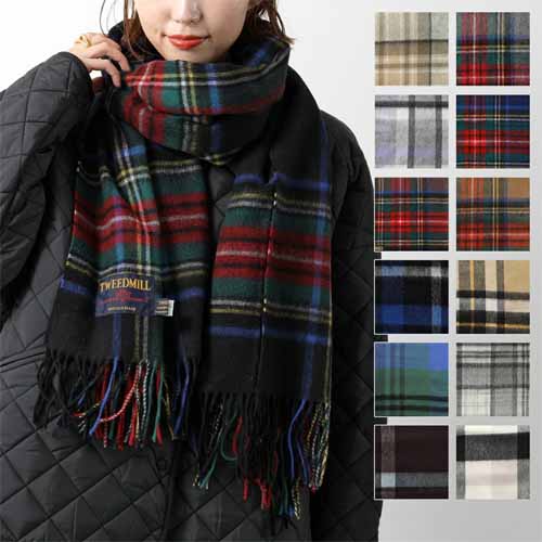 TWEED MILL マフラー Lambswool Knee throw checkに関する画像